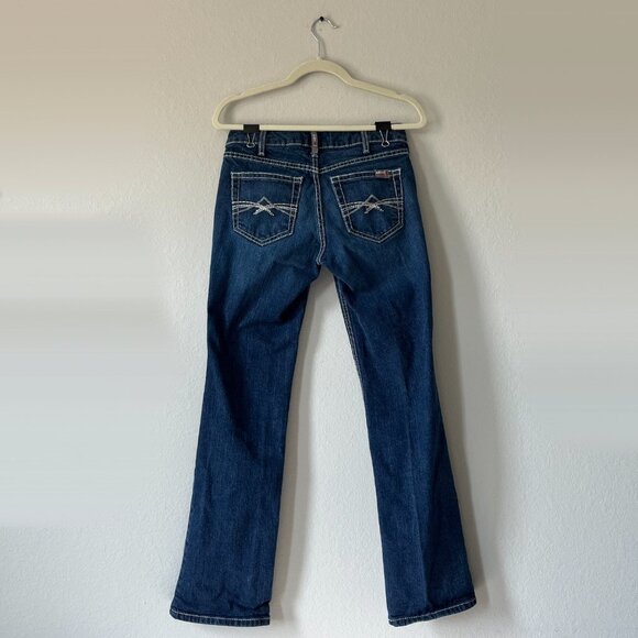 ARIAT - Women's Mid Rise Boot Cut Jeans Size 25 R Dark / Medium Wash - Picture 2 of 4